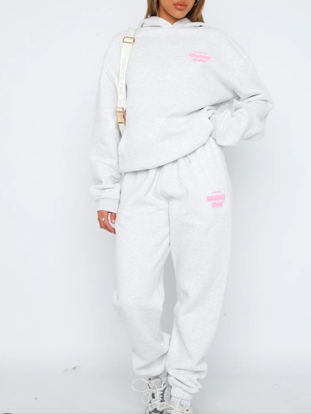 Whitefox Comfort Club Sweatpants Heather Gray & Pink Size Sporty Athleisure Sz L